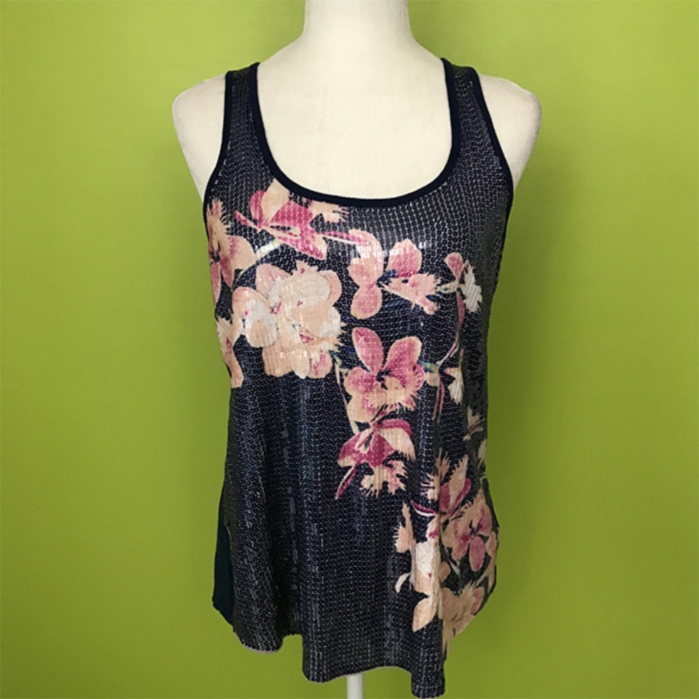 Extreme Sleeveless Racer Back Floral Knit Top S